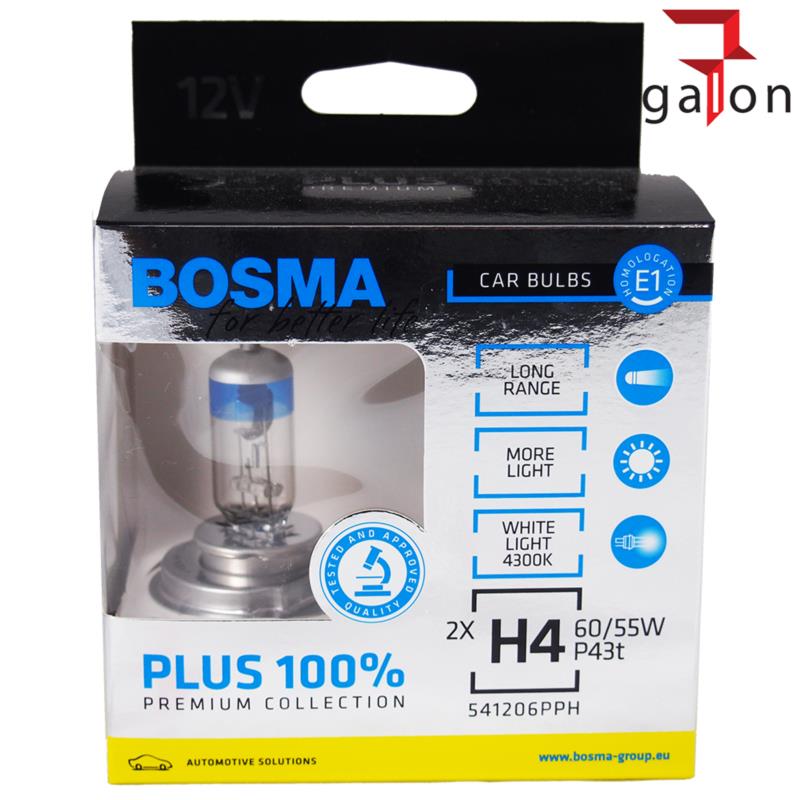 BOSMA Plus 100% H4 - 12V-60/55W - 2szt. w kartoniku - 5455 | Sklep online Galonoleje.pl