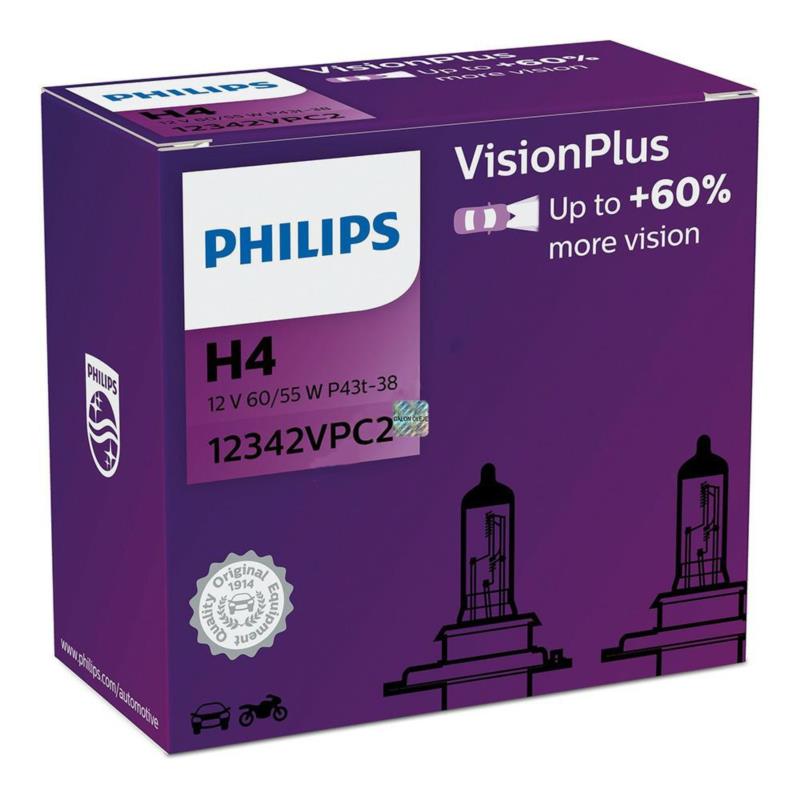 PHILIPS VisionPlus 60% H4 - 12V-60/55W - 2szt. w kartoniku | Sklep online Galonoleje.pl