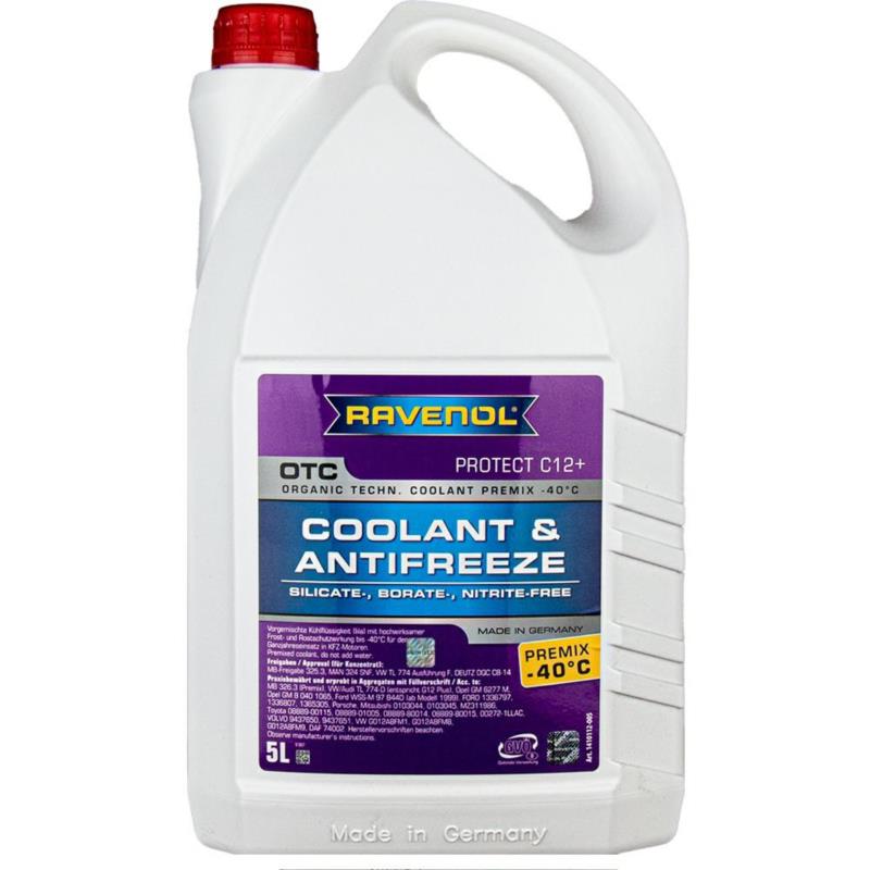 RAVENOL OTC Coolant Antifreeze C12+ Premix 5L - fioletowy gotowy płyn do chłodnic | Sklep online Galonoleje.pl