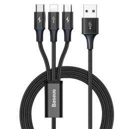 BASEUS Kabel USB 3w1 Rapid Series, USB do micro USB, USB-C, Lightning, 3.5A, 1.2m | Sklep online Galonoleje.pl