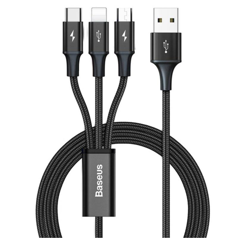 BASEUS Kabel USB 3w1 Rapid Series, USB do micro USB, USB-C, Lightning, 3.5A, 1.2m | Sklep online Galonoleje.pl