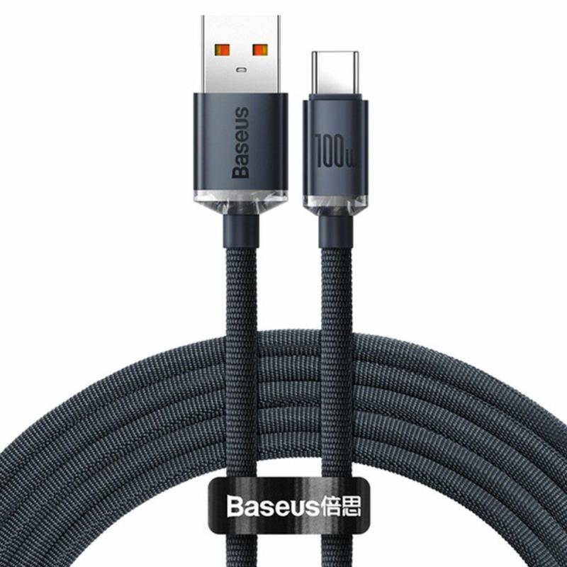 BASEUS Kabel USB do USB-C Crystal Shine, 100W, 2m (czarny) | Sklep online Galonoleje.pl