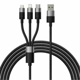 BASEUS Kabel USB 3w1 StarSpeed, USB-C + micro USB + Lightning, 3,5A, 1.2m (czarny) | Sklep online Galonoleje.pl
