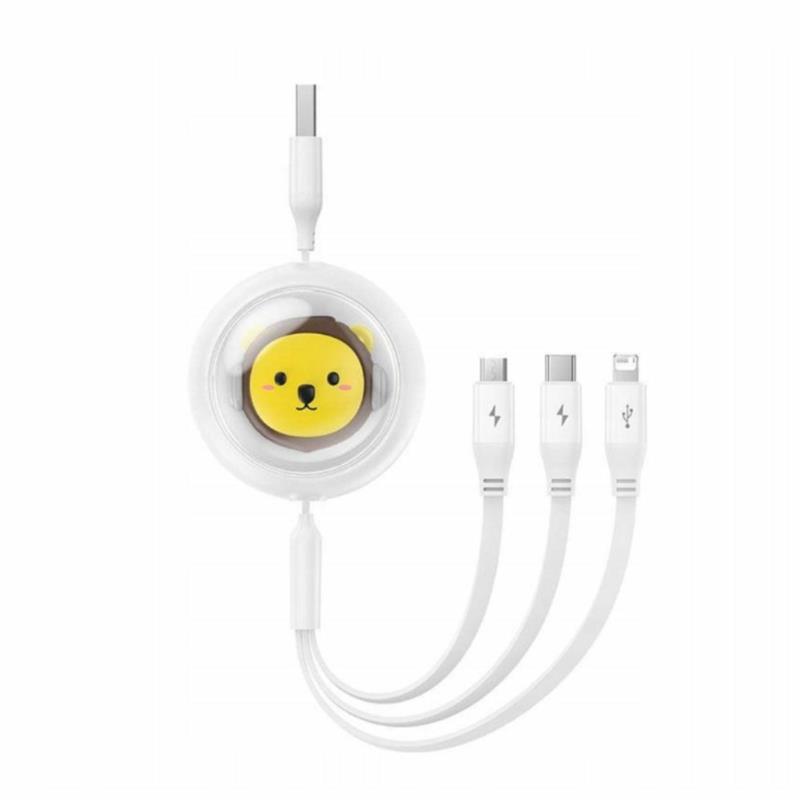 BASEUS Kabel USB 3w1 USB do USB-C, USB-M, Lightning, 3,5A, 1,1m (biały) | Sklep online Galonoleje.pl
