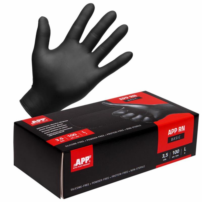 APP RN Basic - jednorazowe rękawice nitrylowe CE (czarne) L - 100szt. | Sklep online Galonoleje.pl