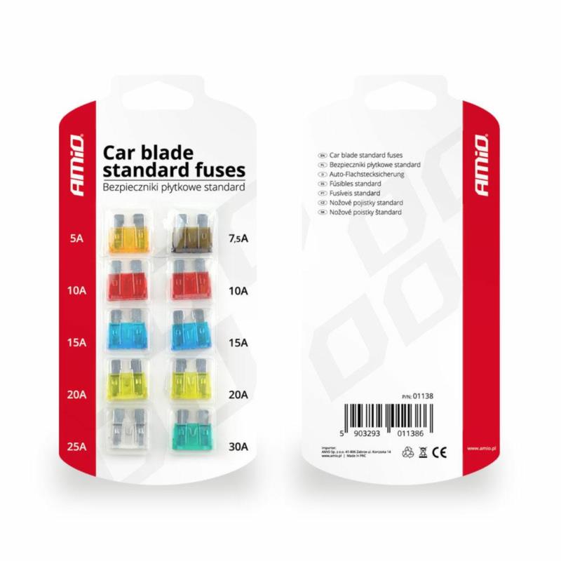 AMIO Bezpieczniki samochodowe / Standard fuse 10 pcs blister | Sklep online Galonoleje.pl