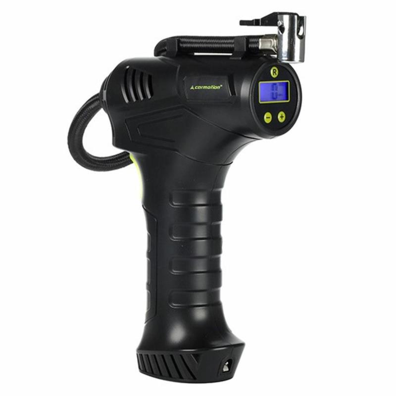 CARMOTION Kompresor powietrza bezprzewodowy, 150 PSI, automatyczny z cyfrowym ciśnieniomierzem, 4 adaptery CARMOTION Kompresor powietrza bezprzewodowy, 150 PSI, automatyczny z cyfrowym ciśnieniomierzem, 4 adaptery