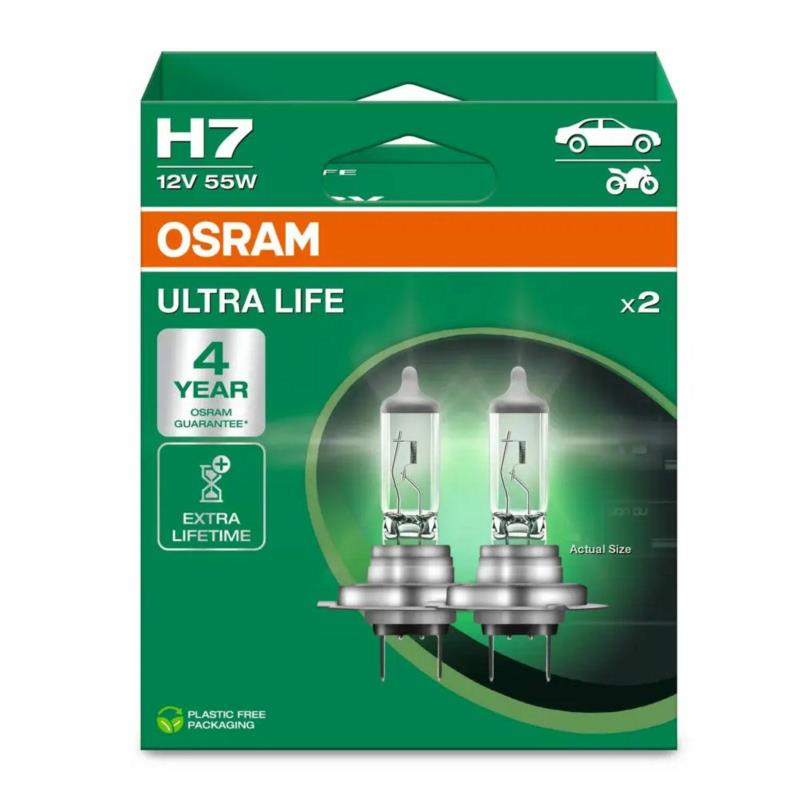 OSRAM Ultra Life H7 12V 55W | Zestaw 2szt. Żarówek o Wydłużonej Żywotności