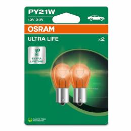 OSRAM Ultra Life PY21W 12V 21W zestaw 2szt. pomarańczowych żarówek kierunkowskazu