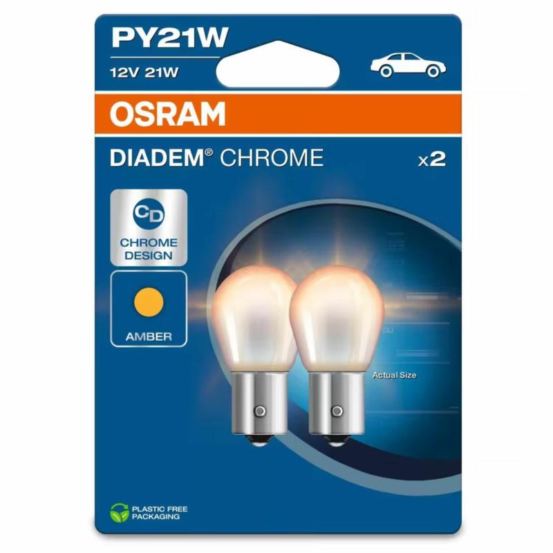 OSRAM Diadem Chrome - chromowane żarówki do kierunkowskazów PY21W (2 szt.)