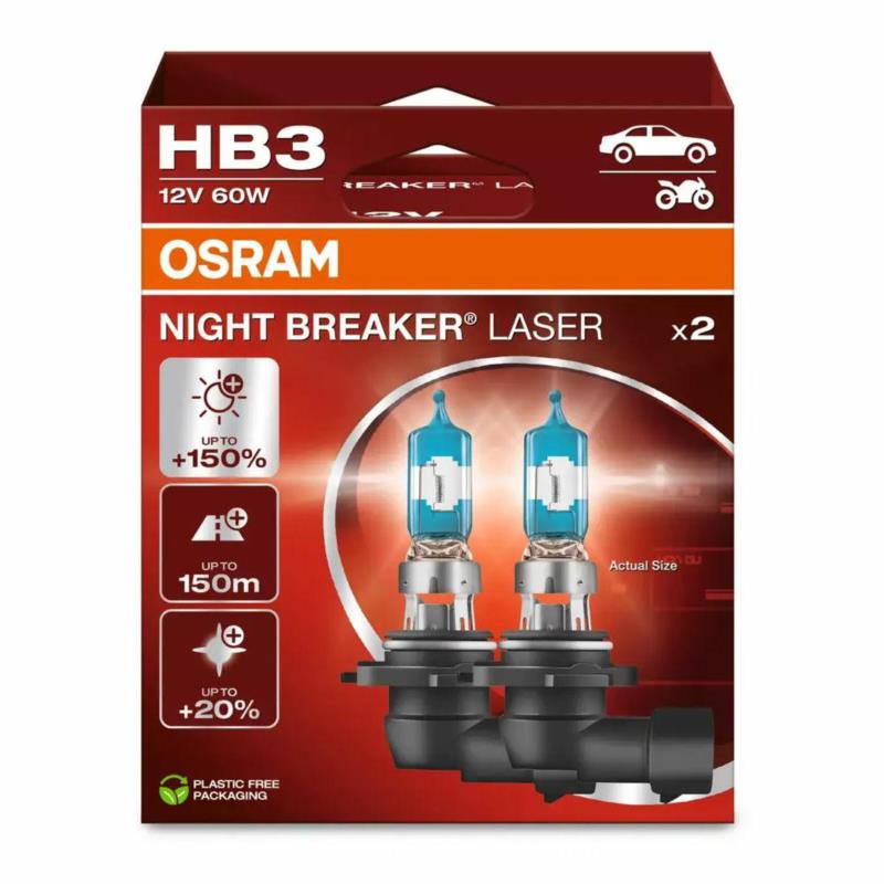 OSRAM Night Breaker Laser HB3 - żarówki halogenowe +150% (2 szt.) | Sklep online Galonoleje.pl OSRAM Night Breaker Laser HB3 - żarówki halogenowe +150% (2 szt.) | Sklep online Galonoleje.pl