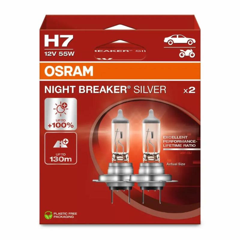 OSRAM Night Breaker Silver H7 - żarówki halogenowe +100% (2 szt.) | Sklep online Galonoleje.pl OSRAM Night Breaker Silver H7 - żarówki halogenowe +100% (2 szt.) | Sklep online Galonoleje.pl