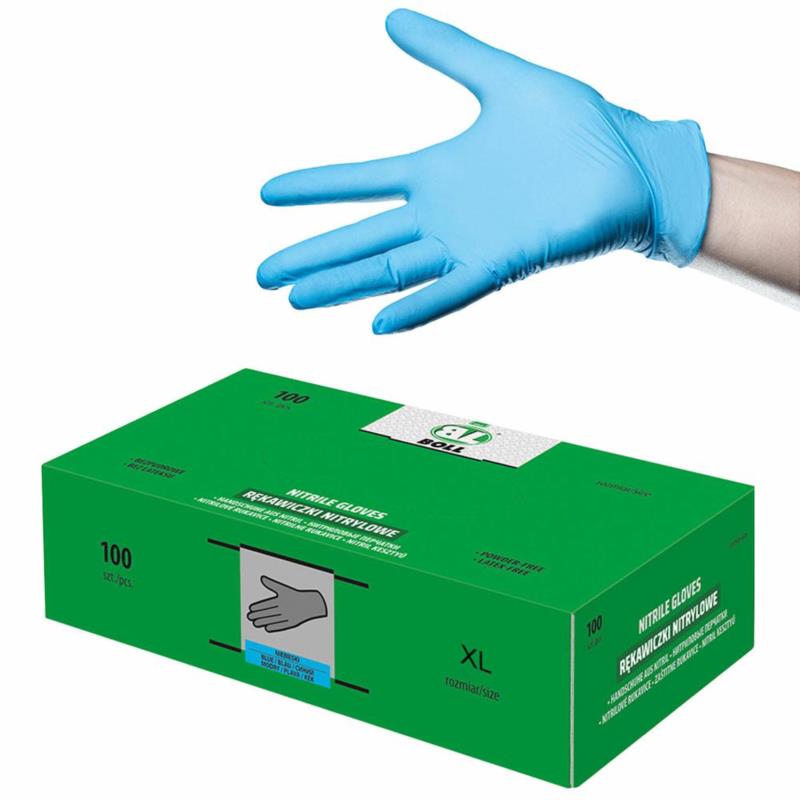 BOLL Rękawice nitrylowe bezpudrowe XL 100szt. – Niebieskie ochronne | Sklep online Galonoleje.pl
