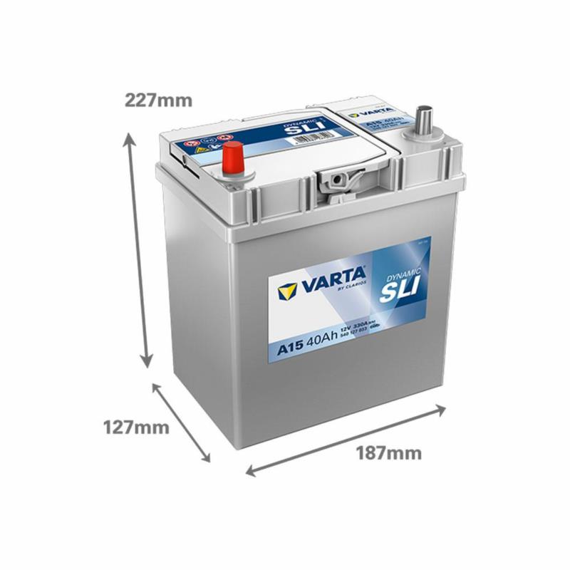 VARTA Dynamic SLI A15 40Ah 330A L+ – Akumulator do aut azjatyckich (Cienkie czopy)