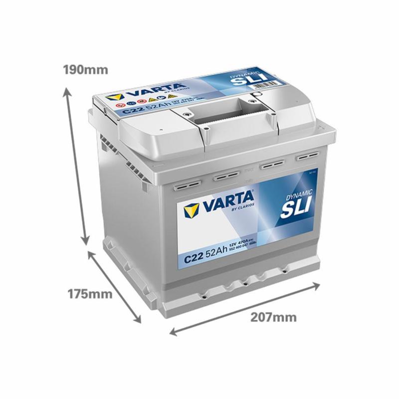 VARTA Dynamic SLI C22 52Ah 470A P+ – Mocny Akumulator (Obudowa L1) | Sklep online Galonoleje.pl