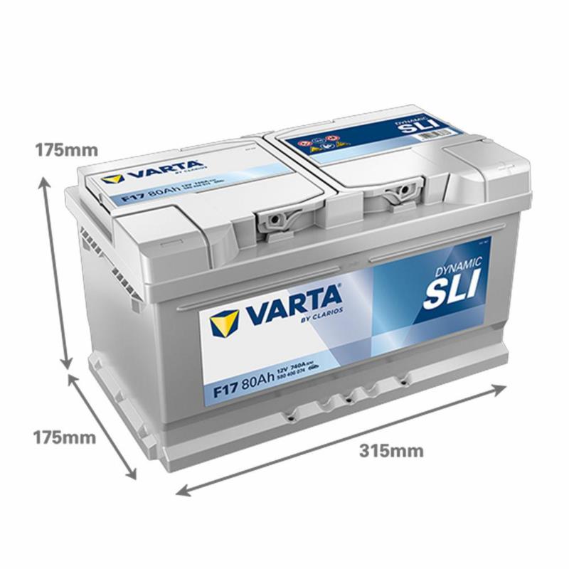VARTA Dynamic SLI F17 80Ah 740A P+ – Akumulator 175mm (Niski) | Sklep online Galonoleje.pl