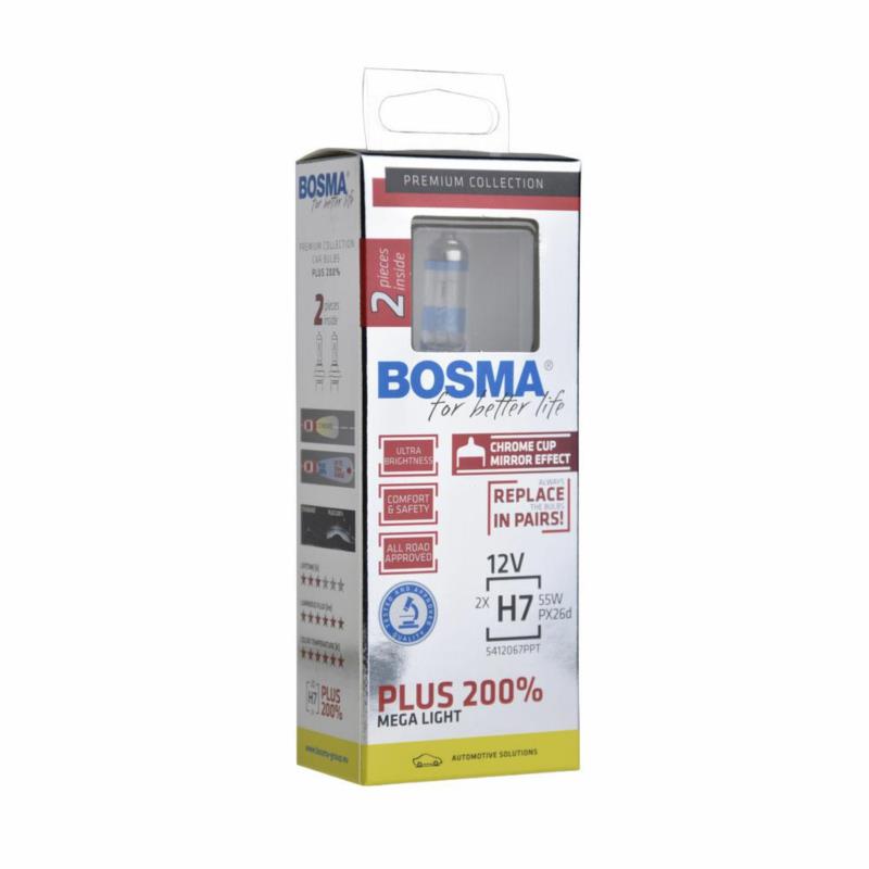 Żarówki BOSMA H7 Plus 200% Mega Light 12V 55W – Komplet 2 szt. | Sklep online Galonoleje.pl