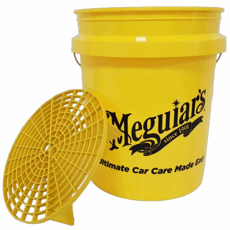 MEGUIARS Professional Wash Bucket Combo - Yellow-black - profesjonalne wiadro do mycia auta z separatorem zanieczyszczeń i herme