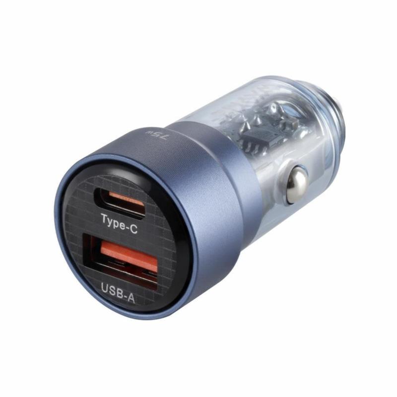 WAYME Ładowarka Samochodowa 75W (USB-C PD 45W + USB 30W) – Transparentna Niebieska | Sklep online Galonoleje.pl