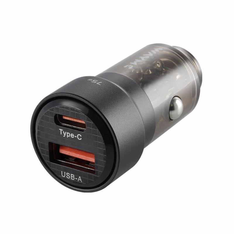 WAYME Ładowarka Samochodowa 75W (USB-C PD 45W + USB 30W) – Transparentna Czarna | Sklep online Galonoleje.pl