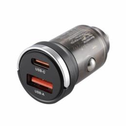 WAYME Ładowarka Samochodowa z Pierścieniem (USB-C PD 33W + USB 18W) – Transparentna Czarna | Sklep online Galonoleje.pl