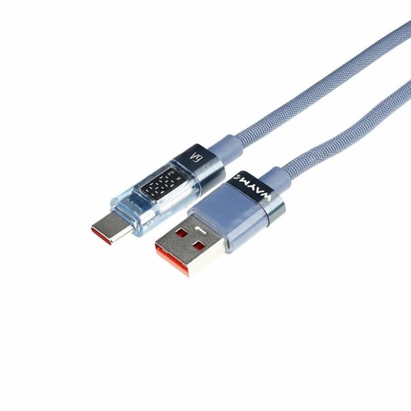 WAYME Kabel USB do USB-C 66W z Wyświetlaczem LED – Niebieski Oplot 1m | Sklep online Galonoleje.pl