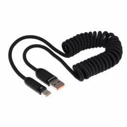 WAYME Kabel Spiralny USB do USB-C 100W (6A) – Czarny (50-180 cm) | Sklep online Galonoleje.pl