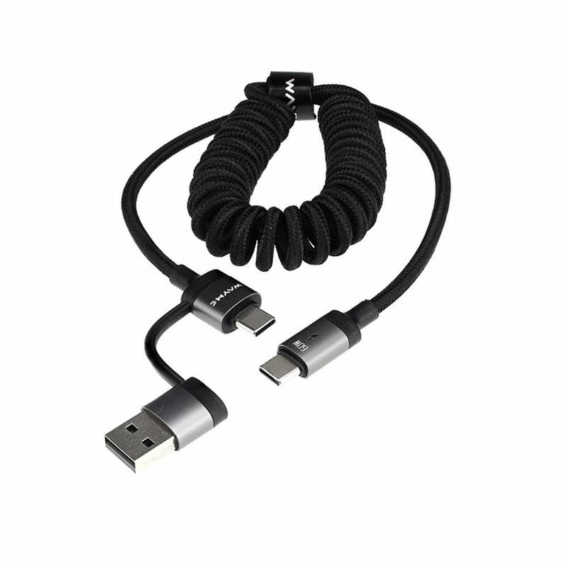 WAYME Kabel Spiralny 2w1 USB / USB-C do USB-C 60W – Oplot Mikrofibra 1.5m | Sklep online Galonoleje.pl