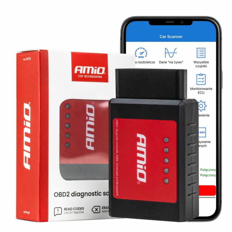 AMiO Skaner tester diagnostyczny OBD2 Bluetooth XL - interfejs AMIO-04733 | Sklep online Galonoleje.pl