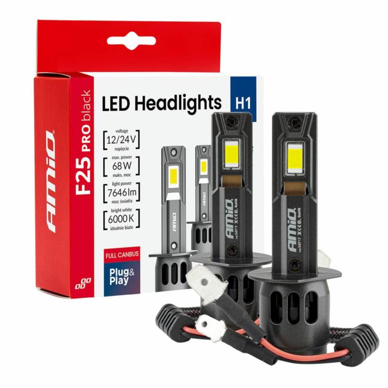 AMiO Żarówki samochodowe LED H1 F25 PRO BLACK FULL CANBUS AMIO-04717 | Sklep online Galonoleje.pl