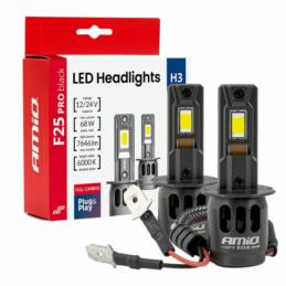 AMIO Żarówki samochodowe LED F25 PRO BLACK FULL CANBUS H3 68W 12/24V - komplet 2 szt.