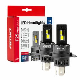 AMIO Żarówki samochodowe LED F25 PRO BLACK FULL CANBUS H4 H19 70W 12/24V