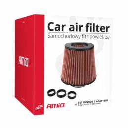 AMIO Filtr powietrza stożkowy uniwersalny czerwony/carbon + 3 adaptery | Sklep online Galonoleje.pl