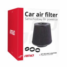 AMIO Filtr powietrza stożkowy uniwersalny czarny + 3 adaptery | Sklep online Galonoleje.pl