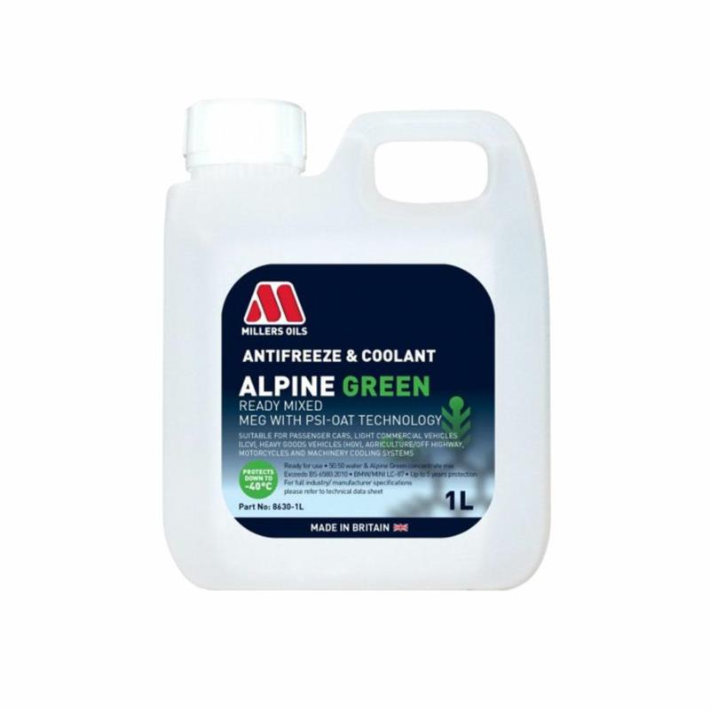 MILLERS Antifreeze Coolant Alpine Green 1L - zielony płyn do chłodnic | Sklep online Galonoleje.pl