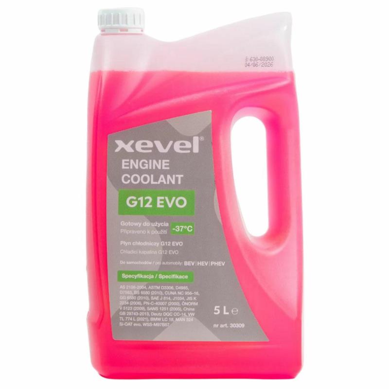 XEVEL Płyn chłodniczy G12 EVO 5L - gotowy płyn do nowoczesnych układów chłodzenia | Sklep online Galonoleje.pl