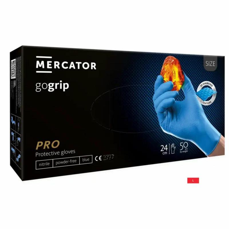 MERCATOR gogrip Blue (L) - grube rękawice nitrylowe warsztatowe 50 szt. | Sklep online Galonoleje.pl