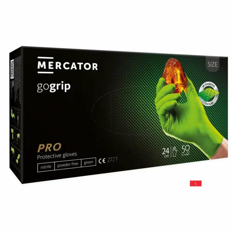 MERCATOR gogrip Green (L) - grube rękawice nitrylowe warsztatowe 50 szt. | Sklep online Galonoleje.pl