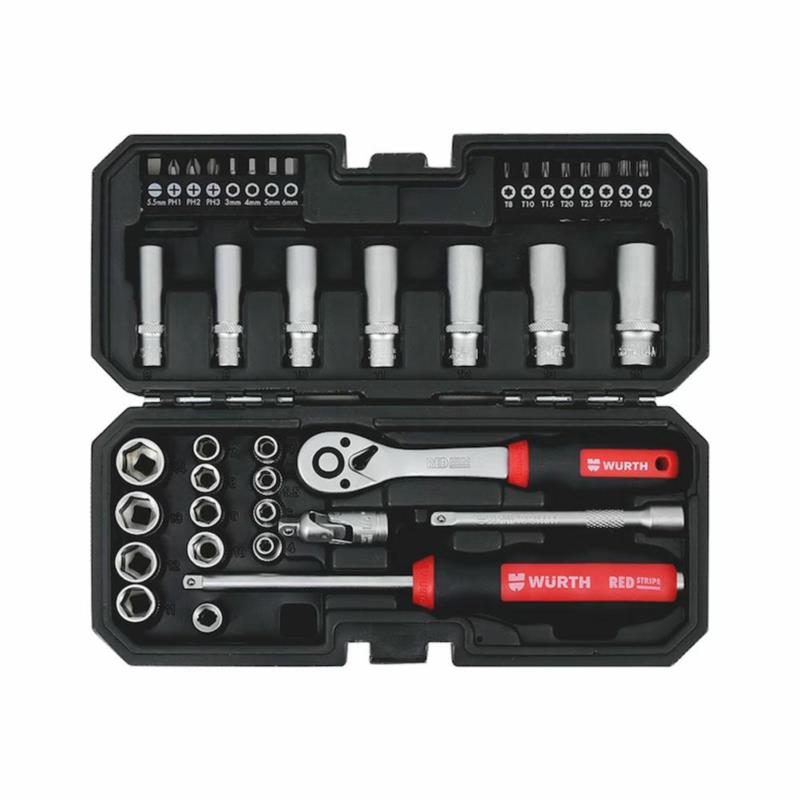 WURTH Zestaw kluczy nasadowych 1/4" Red Stripe - 40 elementów | Sklep online Galonoleje.pl